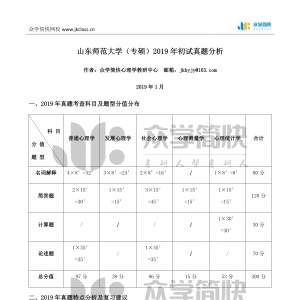 山东师范大学2019年应用心理专硕考研初试真题分析