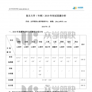 复旦大学2019年应用心理专硕考研初试真题分析