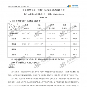 中央财经大学2020年应用心理专硕考研初试真题分析