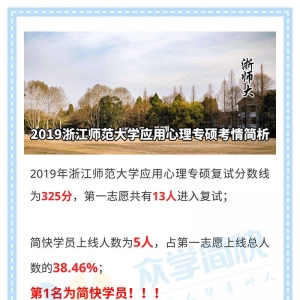 浙江师范大学2019应用心理专硕考情解析及简快学员捷报