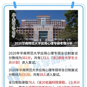 华南师范大学2020应用心理专硕考情解析及简快学员捷报