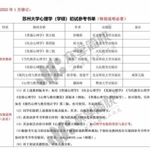 苏州大学心理学（学硕）考研初试参考书单