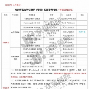 南京师范大学心理学（学硕）考研初试参考书单