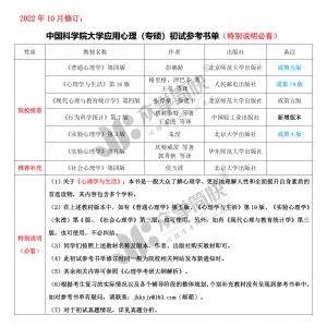 中国科学院大学应用心理（专硕）考研初试参考书单