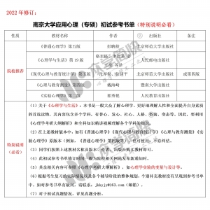 南京大学应用心理（专硕）考研初试参考书单
