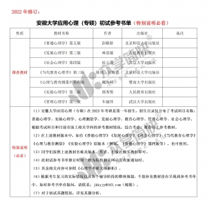 安徽大学应用心理(专硕)考研初试参考书单