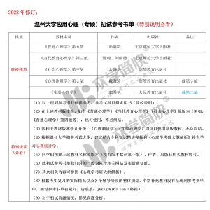 温州大学应用心理（专硕）考研初试参考书单