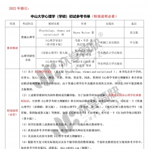 中山大学心理学（学硕）考研初试参考书单