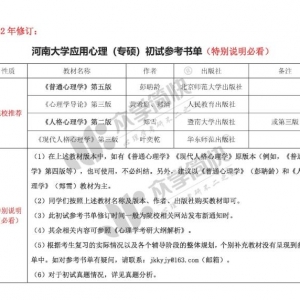 河南大学应用心理（专硕）考研初试参考书单