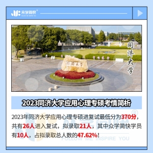 2023同济大学应用心理专硕考情简析及简快学员捷报