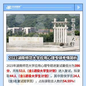 2023湖南师范大学应用心理专硕考情简析及简快学员捷报