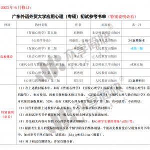 广东外语外贸大学应用心理（专硕）考研初试参考书单