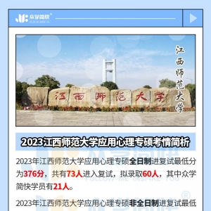 2023江西师范大学应用心理专硕考情简析及简快学员捷报