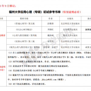 福州大学应用心理（专硕）考研初试参考书单