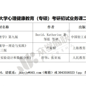 上海师范大学心理健康教育（专硕）考研初试参考书单